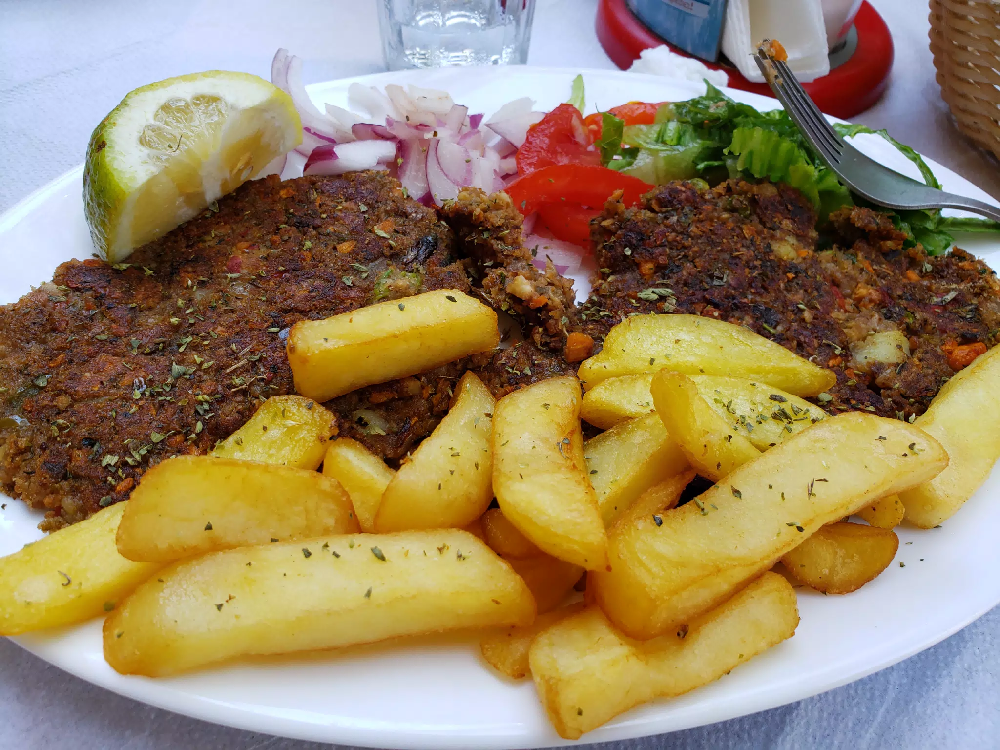 Lunch in Chania - Veggie Burger and Fries
