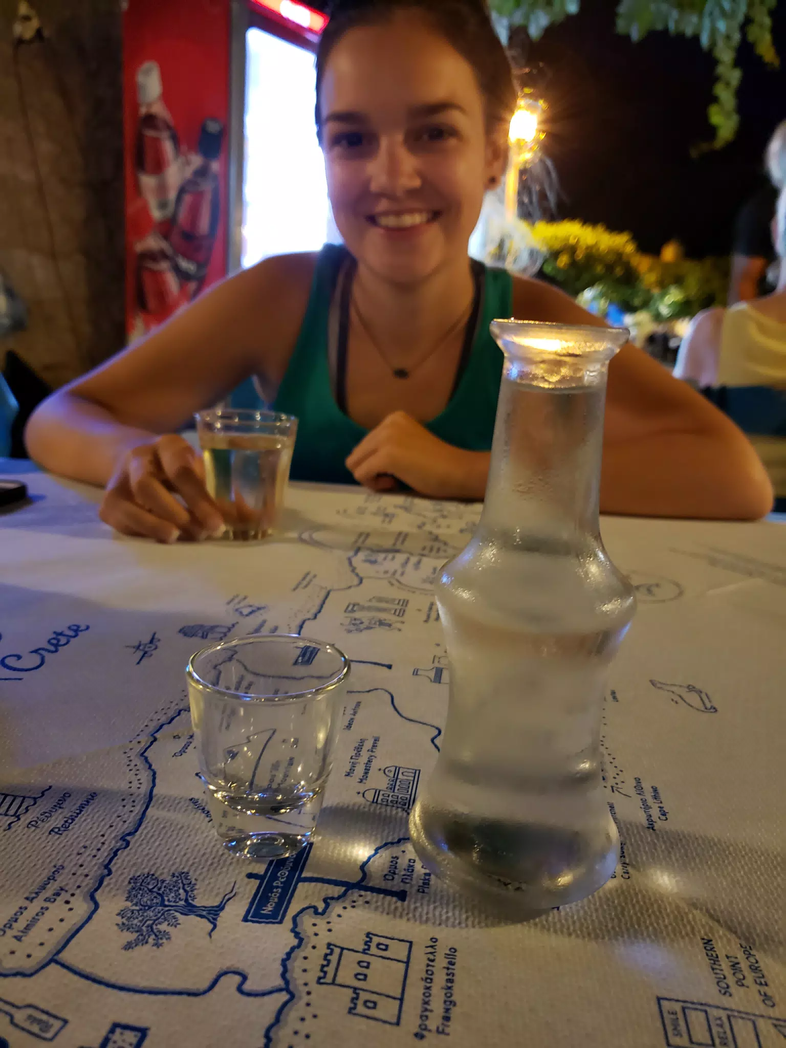 Emily Drinking Raki on Crete