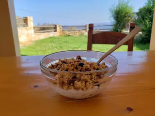 Granola for Breakfast in Aptera Overlooking Souda Bay