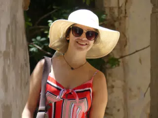 Emily Stopping in Chania Street