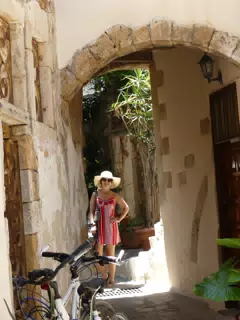 Emily Under Arch in Chania, Crete