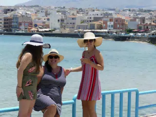 Madeline, Dominica & Emily in Chania by the Harbor