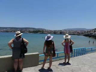 Dominica, Madeline & Emily Looking at Chania