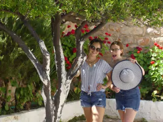Emily & Madeline Under Tree in Ancient Aptera