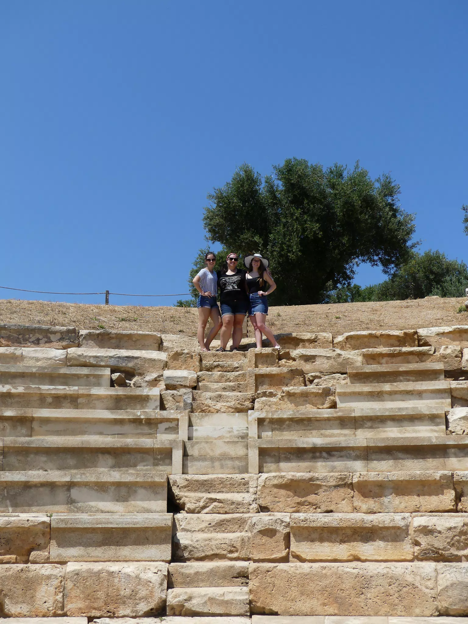 Emily, Dominica & Madeline Posing in the Amphitheatre of Ancient Aptera on Crete