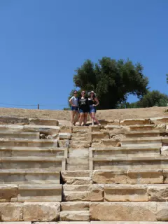 Emily, Dominica & Madeline Posing in the Amphitheatre of Ancient Aptera on Crete