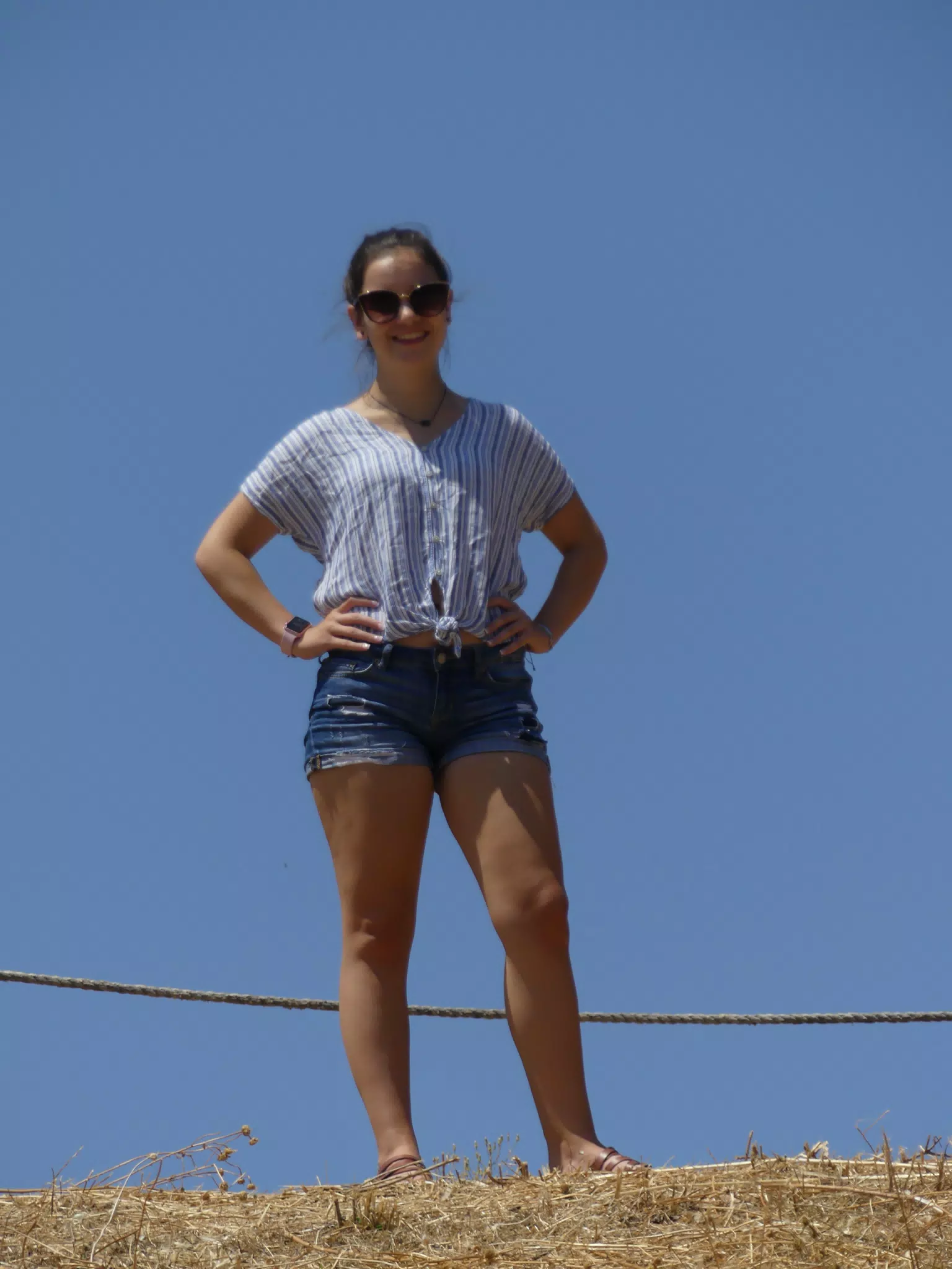 Emily on Top of the Amphitheatre at Ancient Aptera