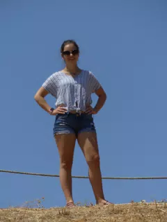 Emily on Top of the Amphitheatre at Ancient Aptera