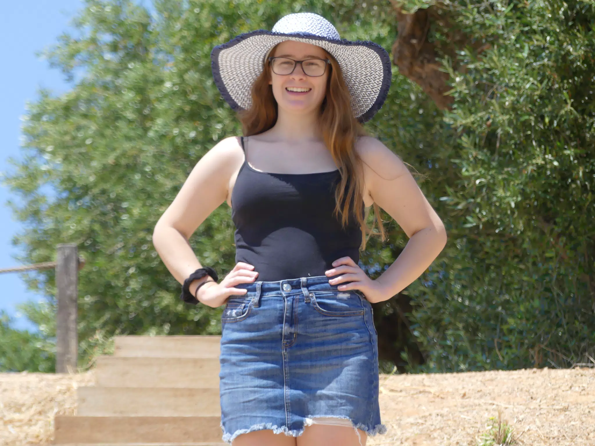 Brunette Posing in Amphitheater in Ancient Aptera