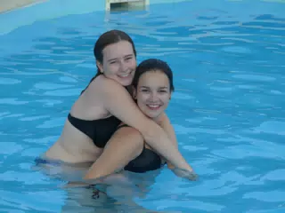 Grice Sisters in Swimming Pool on Crete