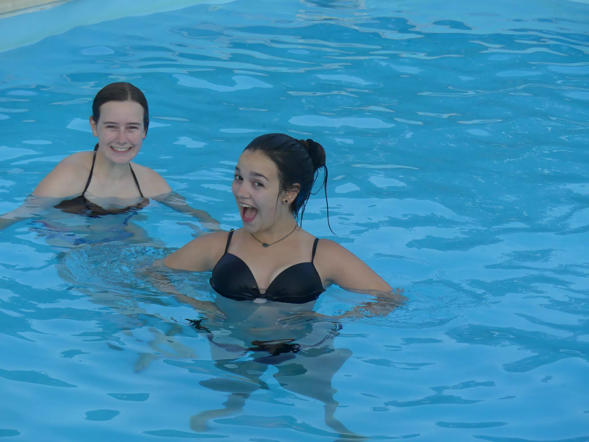 Smiling Girls in Aptera Swimming Pool