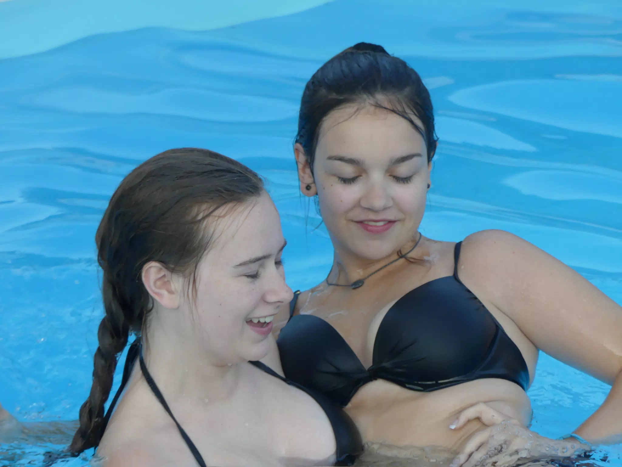 Madeline Holding Emily in Pool on Crete