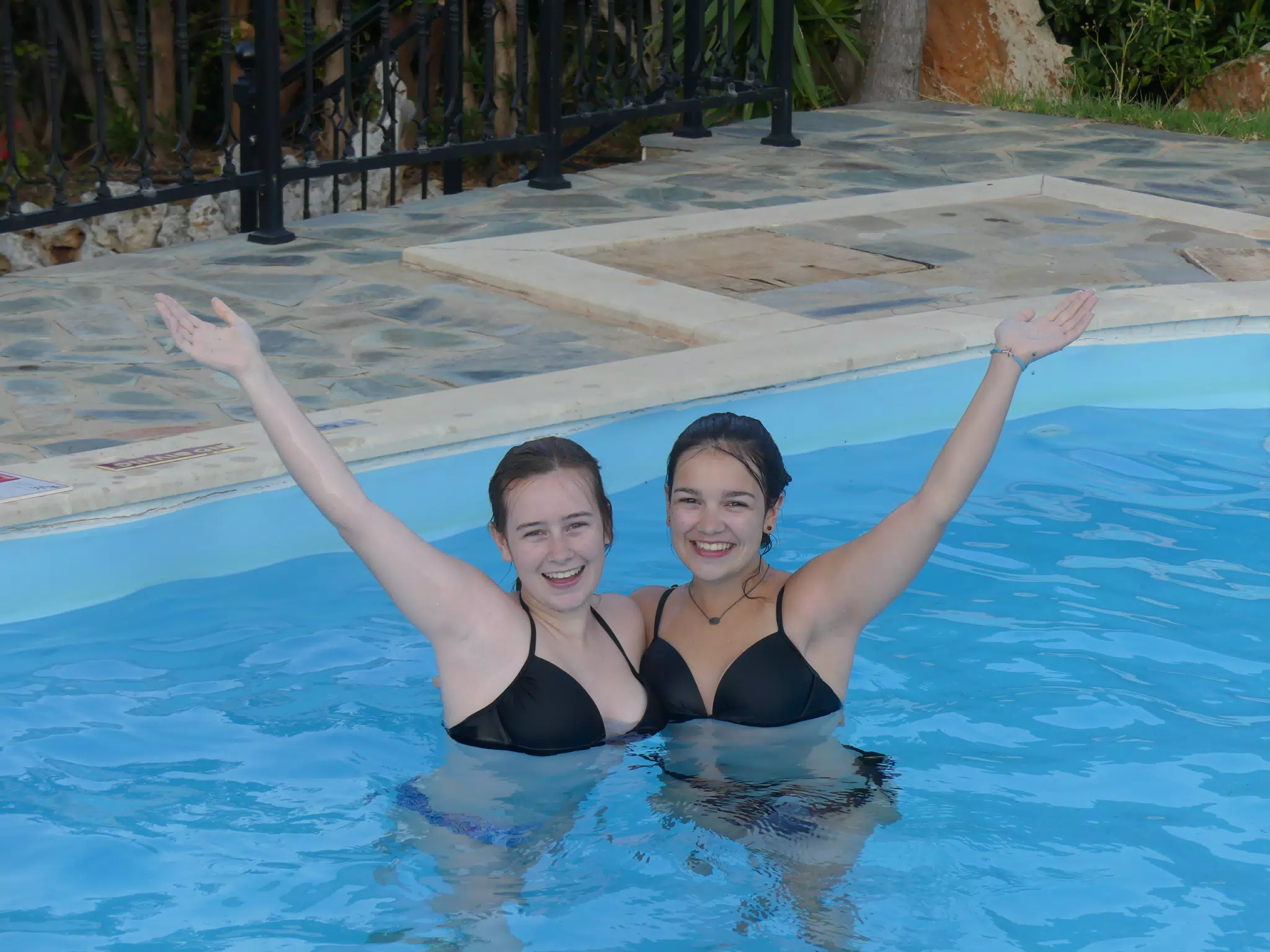 Grice Sisters in Swimming Pool on Crete