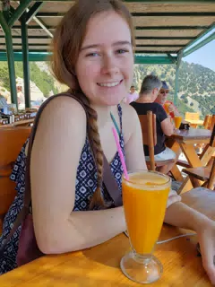 Madeline Having a Smoothie on Crete