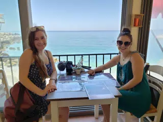 Madeline & Emily at Gyrogiali Grill House in Southern Crete