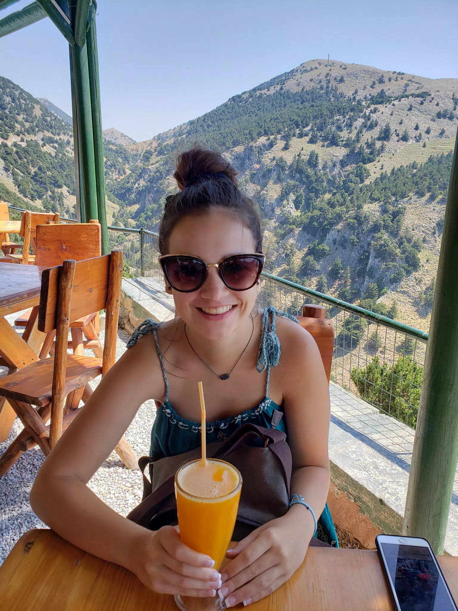 Emily with Breakfast Smoothie Above Canyon
