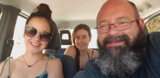Emily, Madeline & Scott in Fiat Panda