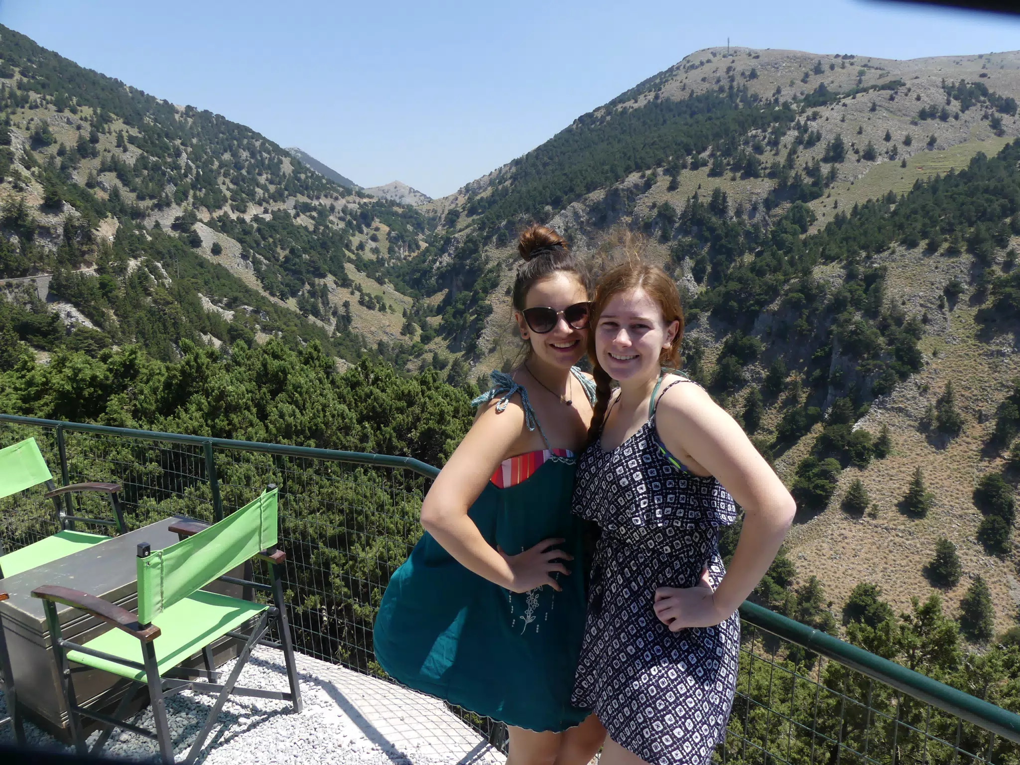Emily & Madeline Posing on Crete Over Gorge
