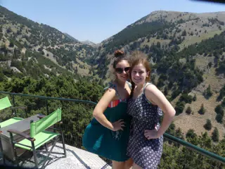Emily & Madeline Posing on Crete Over Gorge