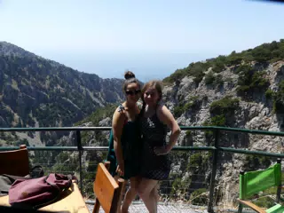 Emily & Madeline Posing at a Gorge on Crete