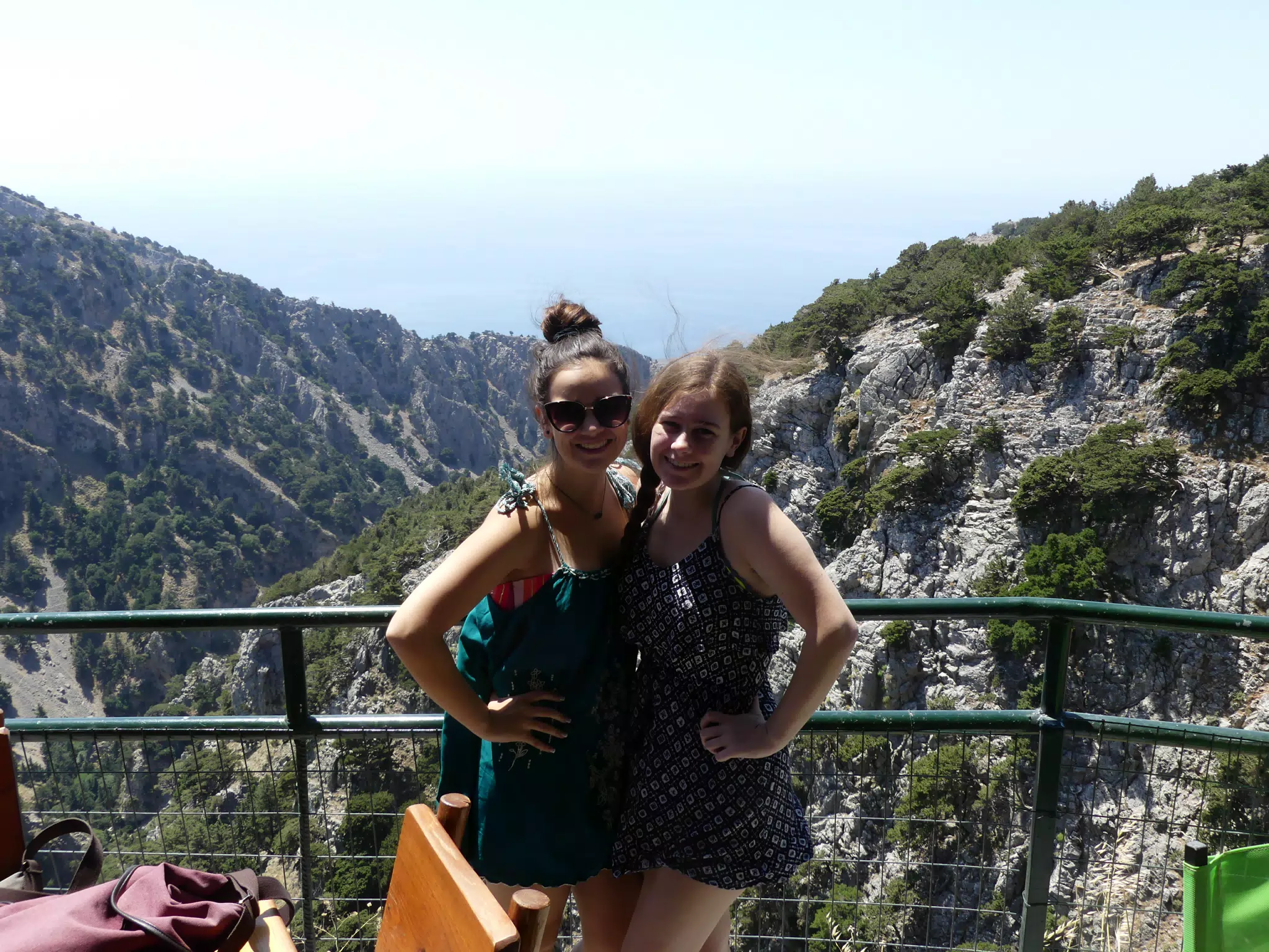 Emily & Madeline Posing Above Cretan Gorge