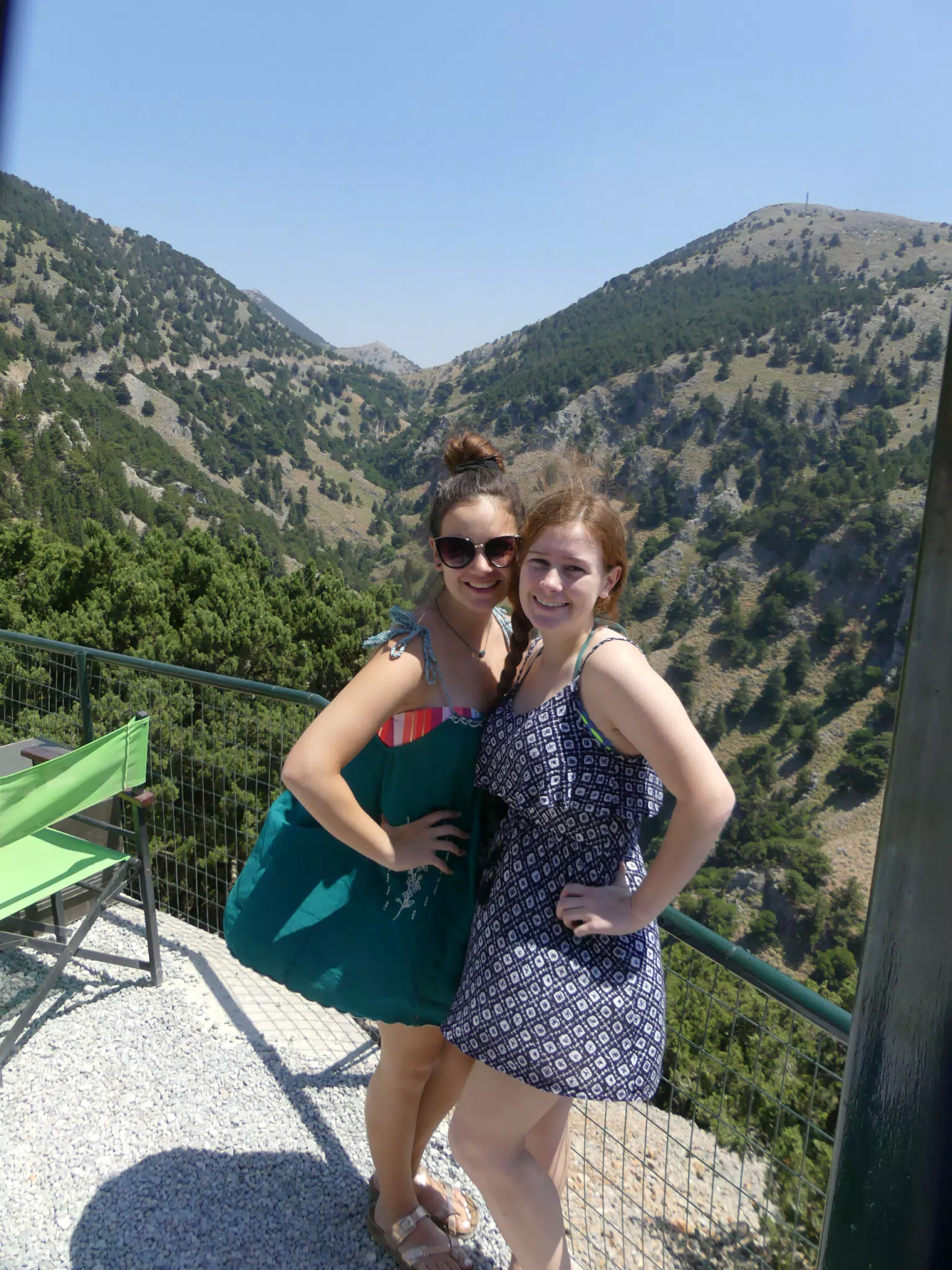 Emily & Madeline Posing Above Cretan Gorge