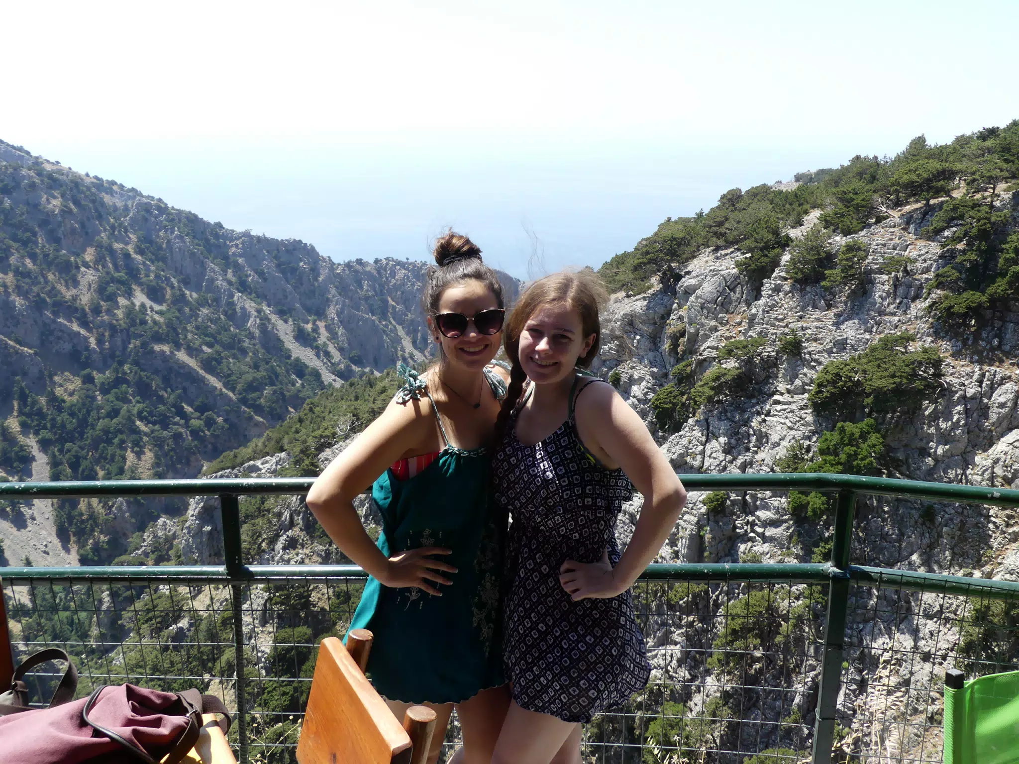 Emily & Madeline Posing Above Gorge on Crete