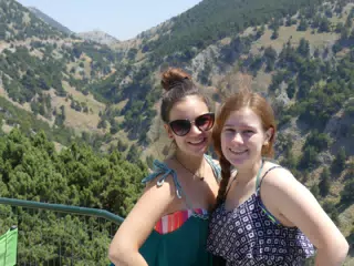 Emily & Madeline Posing on Crete Over Gorge
