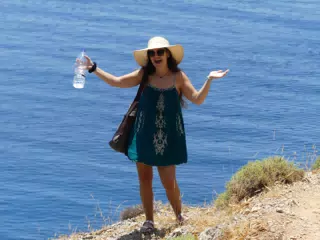 Emily in Hat Above the Libyan Sea