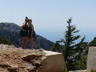 Girls Posing at Canyon on Crete