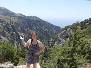 Madeline Posing by Cretan Gorge