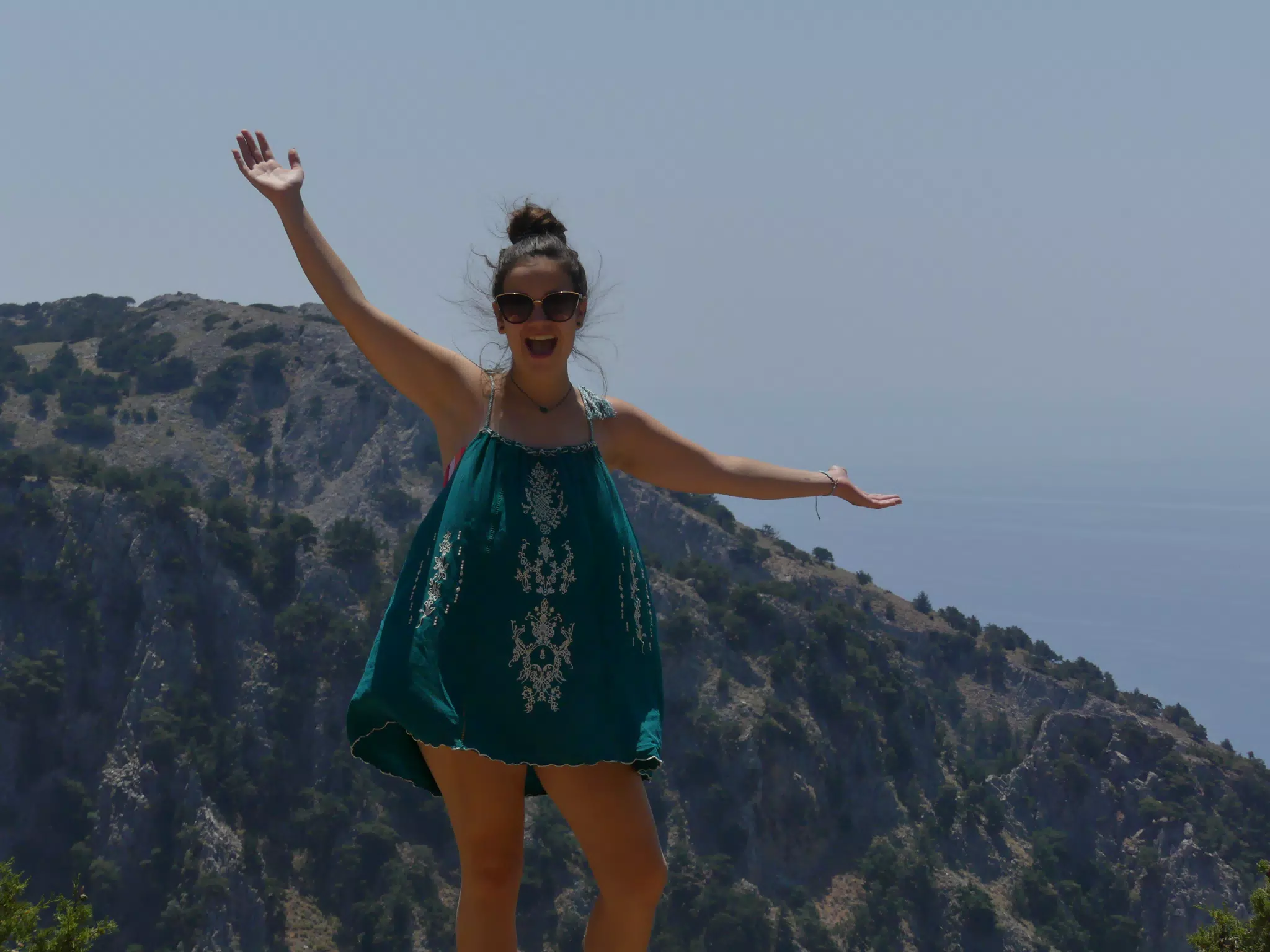 Emily Posing on Crete by Canyon