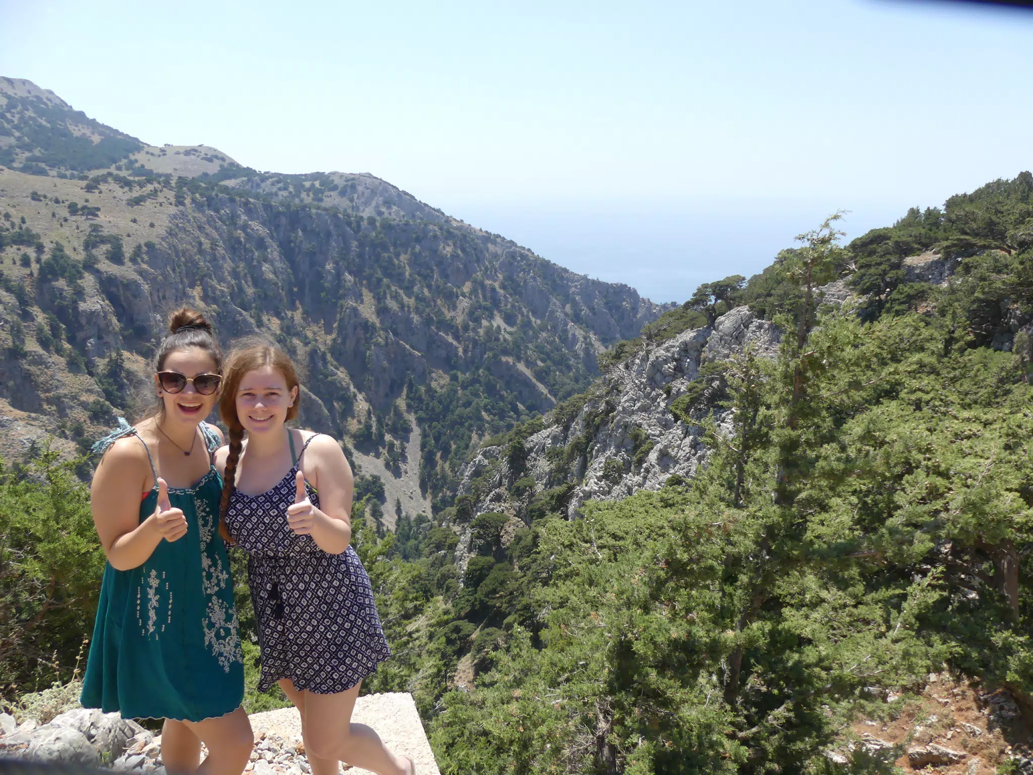 Sisters Thumbs Up in Greece