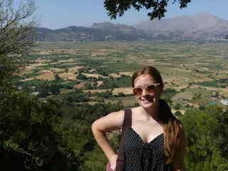 Madeline at the Psychro Cave Above the Lasithi Plateau