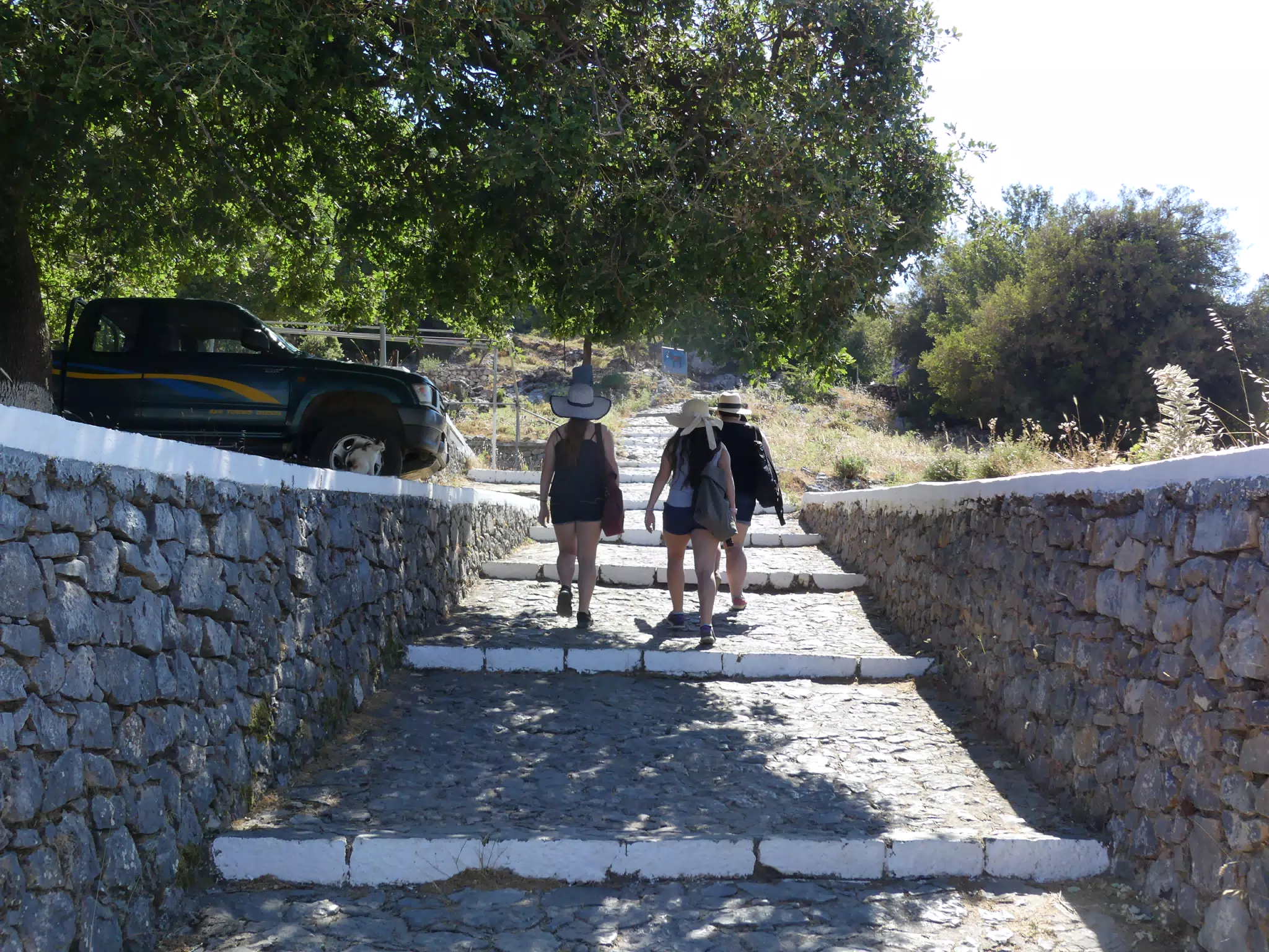 The Girls Starting Up the Trail to the Cave of Zeus