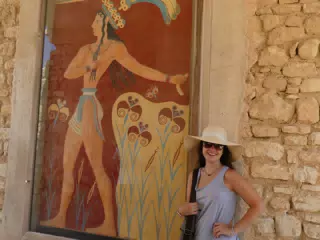 Emily with Fresco in Knossos