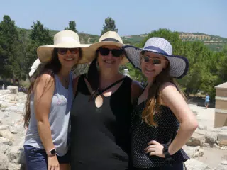 Emily, Dominica, and Madeline at the Ruins of Knossos