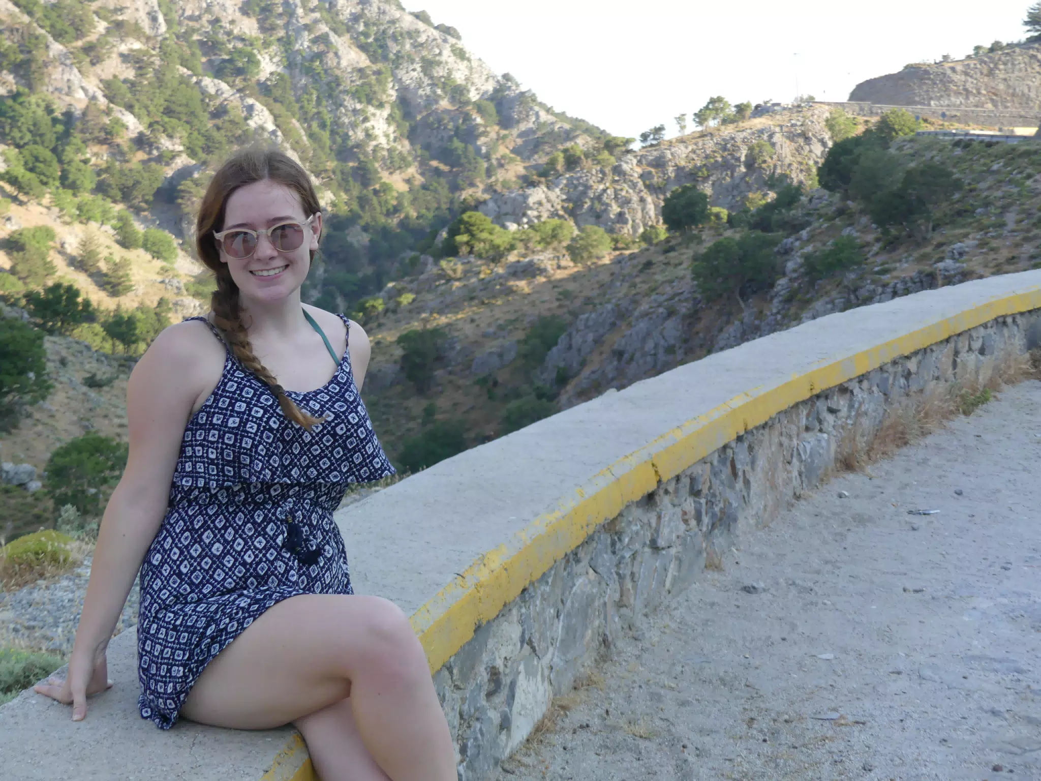 Madeline on Ledge over Canyon on Crete