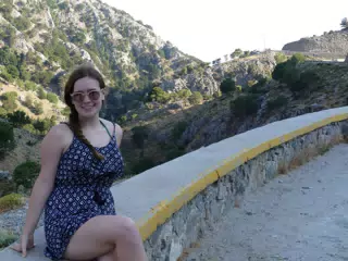 Madeline in Sunglasses and Romper by Gorge on Crete
