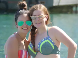 Emily and Madeline at Glyka Nera Crete