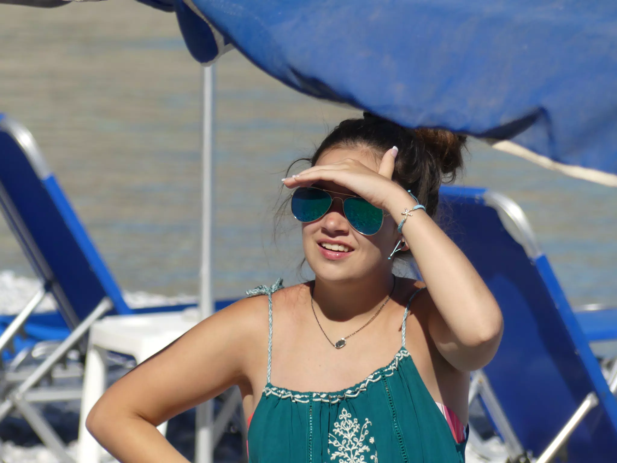 Emily Looking in the Distance on Beach