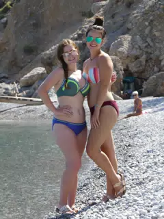 Madeline and Emily on Glyka Nera Beach