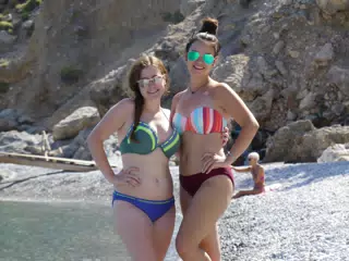 Madeline and Emily on Glyka Nera Beach