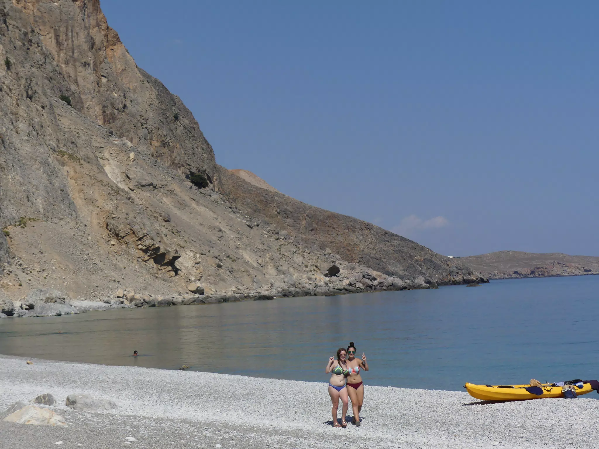 Girls on Glyka Nera Beach, Greece