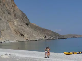 Girls on Glyka Nera Beach, Greece