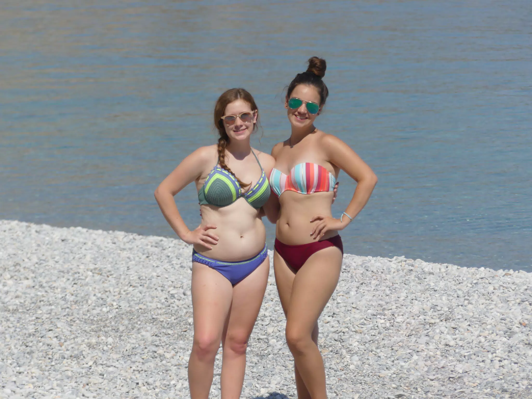 Madeline and Emily on the Beach at Glyka Nera