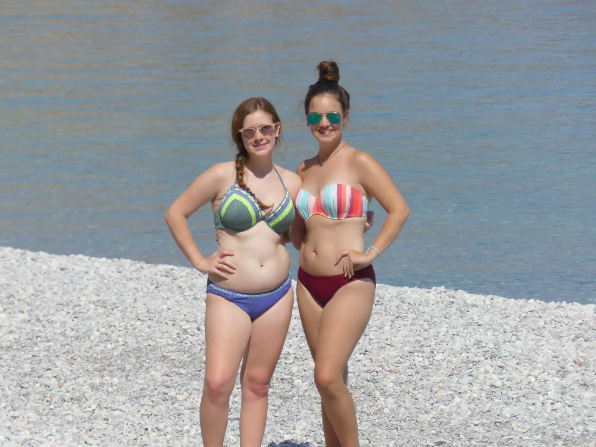 Madeline & Emily on Glyka Nera Beach