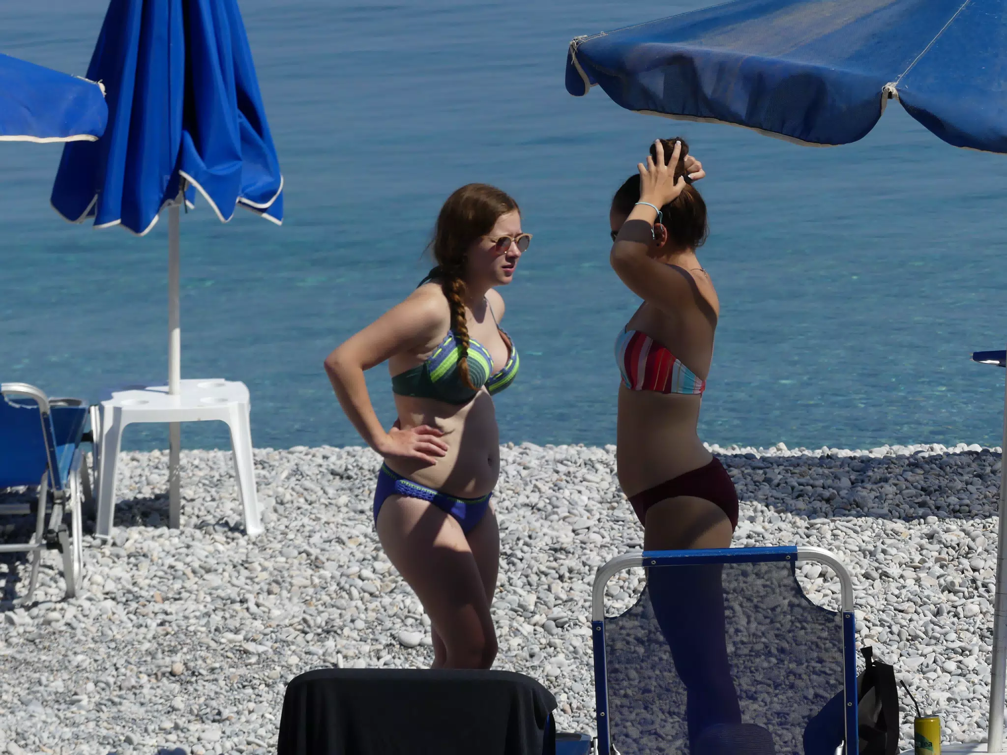 Madeline and Emily on Glyka Nera Beach