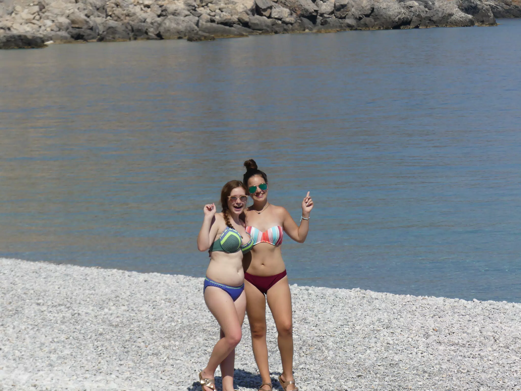 Madeline and Emily on Sweet Water Beach in Greece