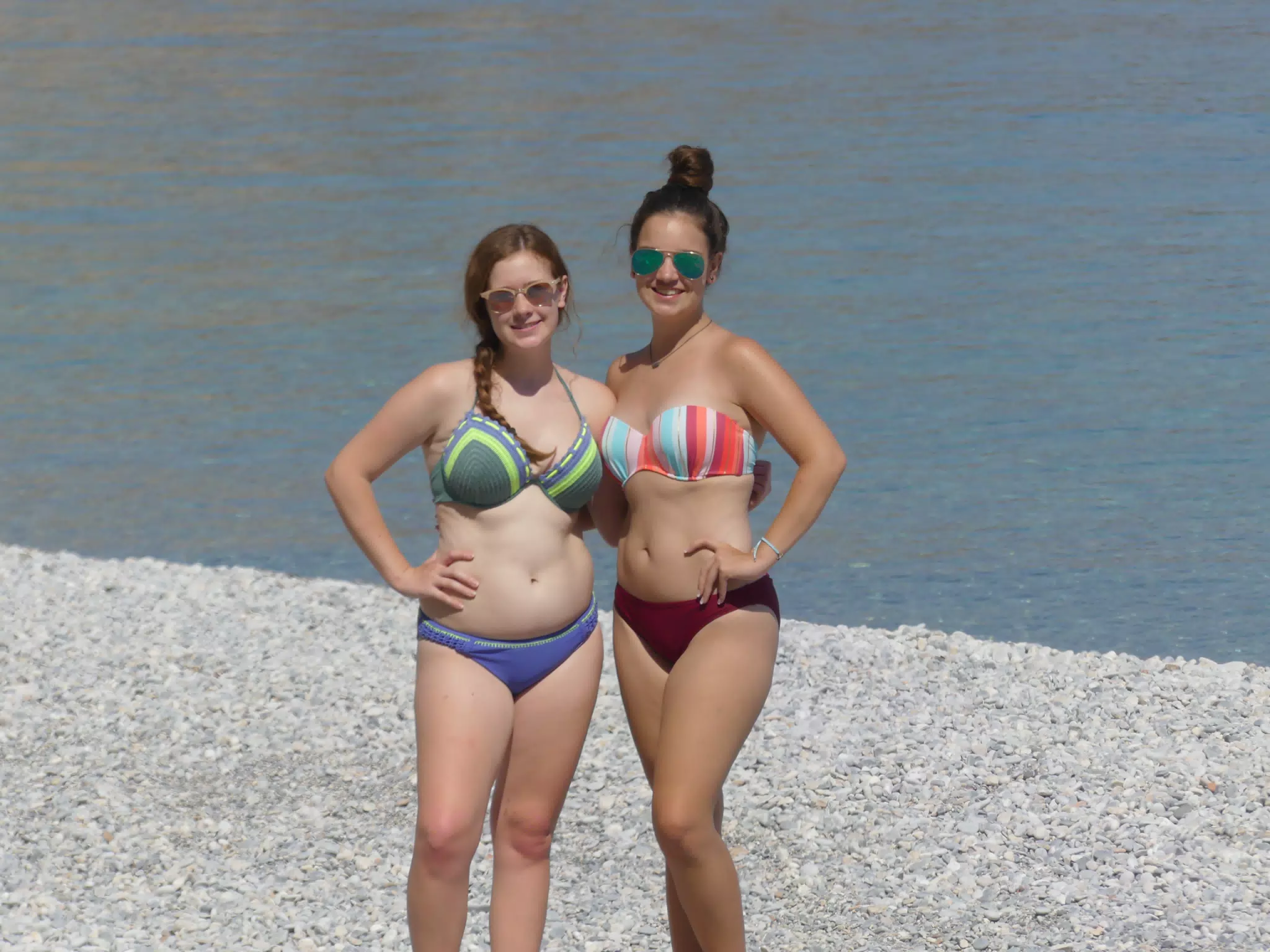 Madeline & Emily on the Beach at Glyka Nera